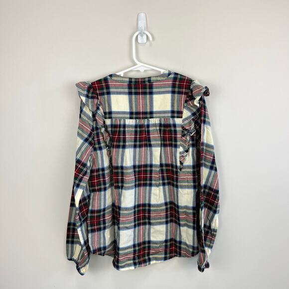 Vineyard Vines Girls' Soft Twill Ruffle Top Royal Stewart Marsh Medium NWT - Picture 5 of 6